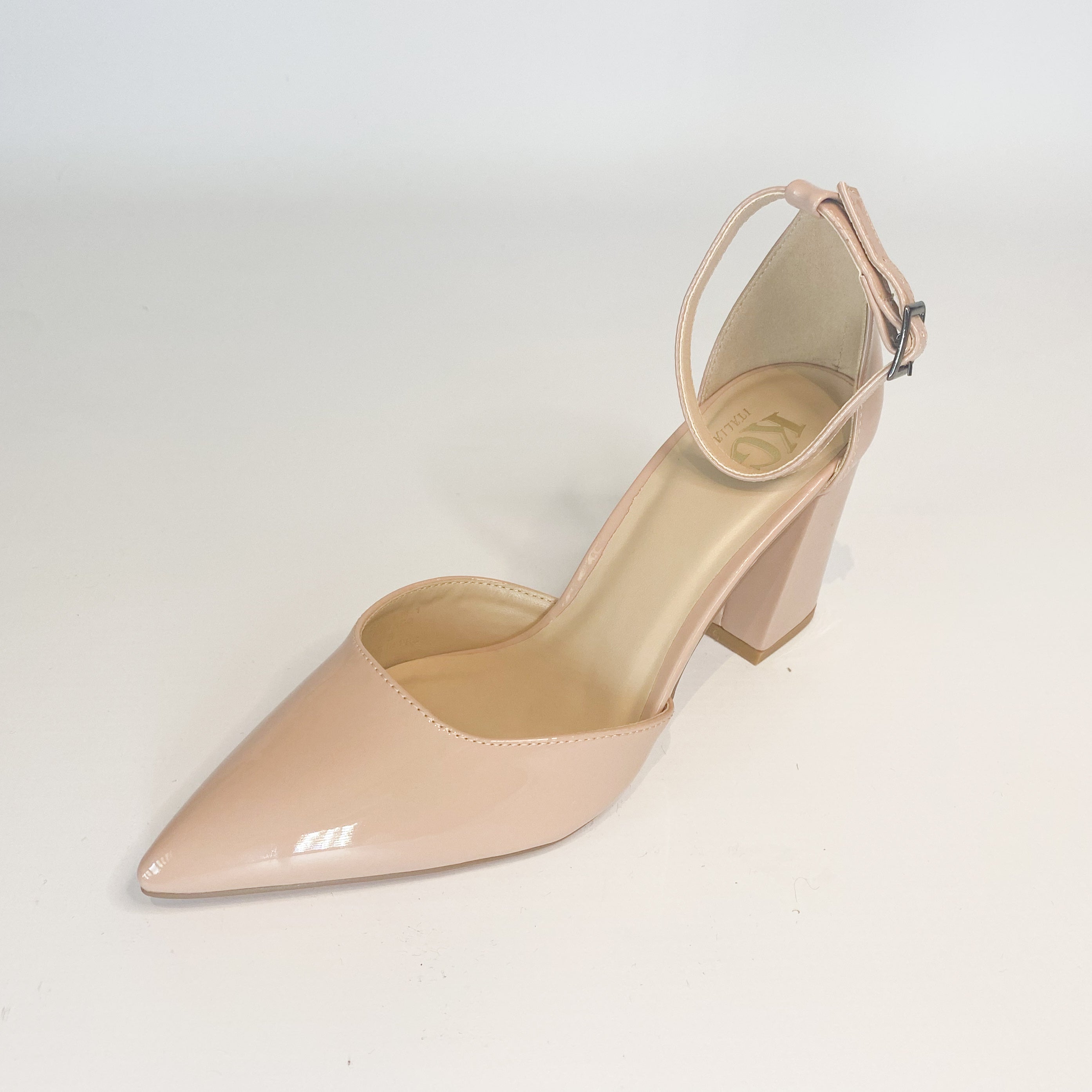 KG nude pointy block heel