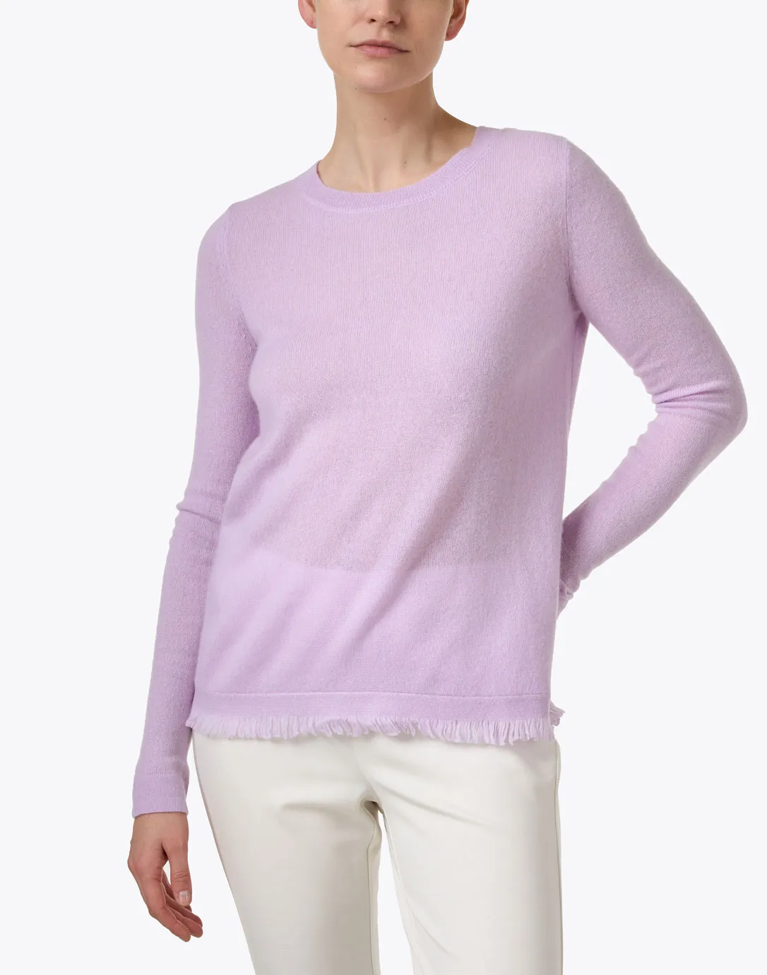 Lilac Cashmere Fringe Sweater