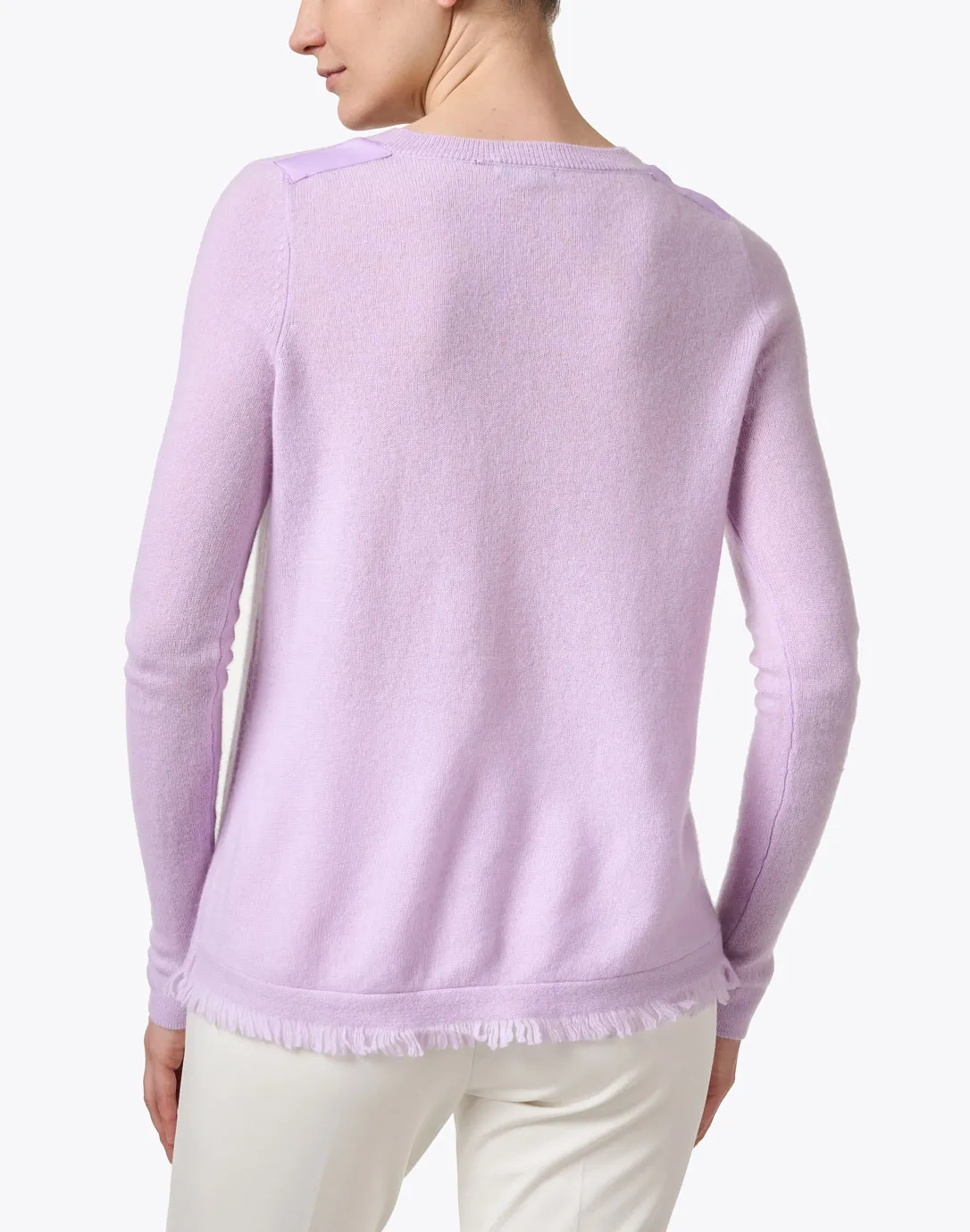 Lilac Cashmere Fringe Sweater