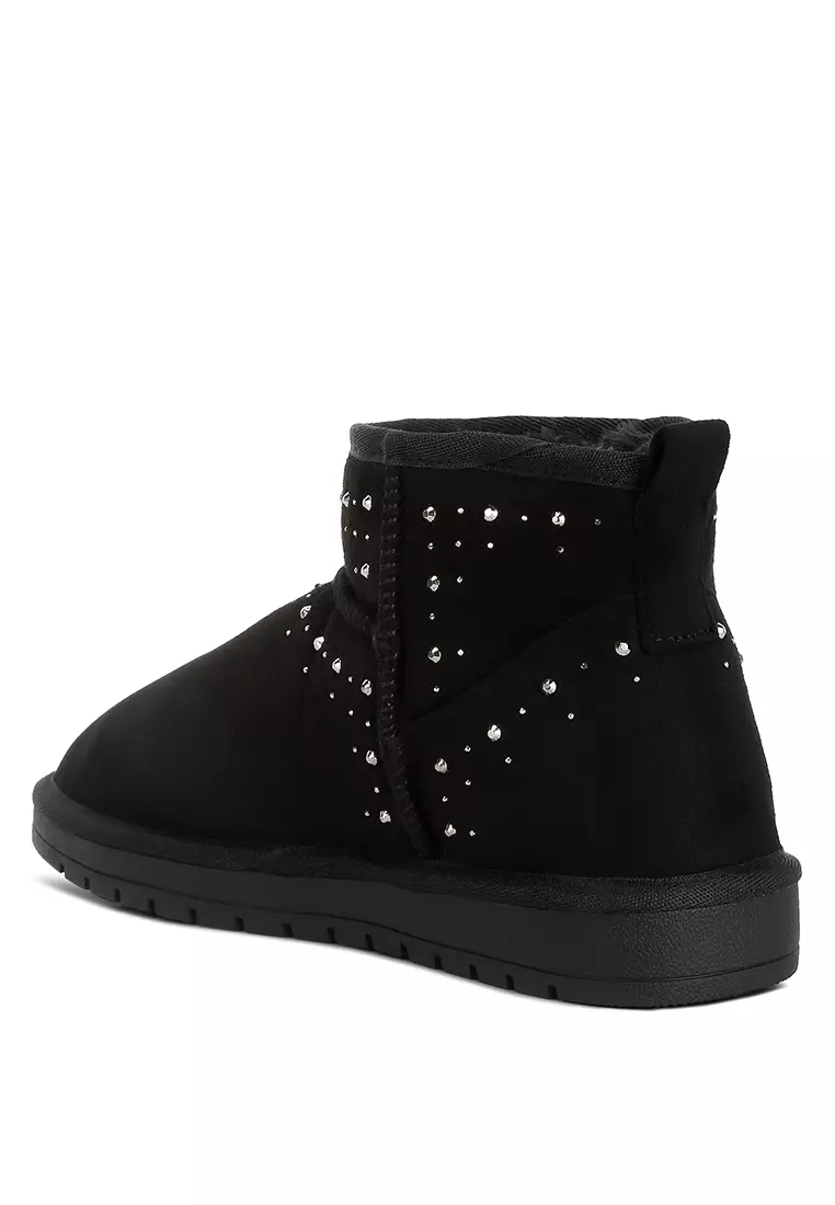 London Rag Black Rhinestone Embellished Boots