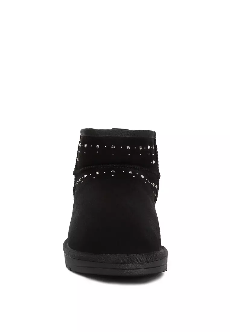 London Rag Black Rhinestone Embellished Boots