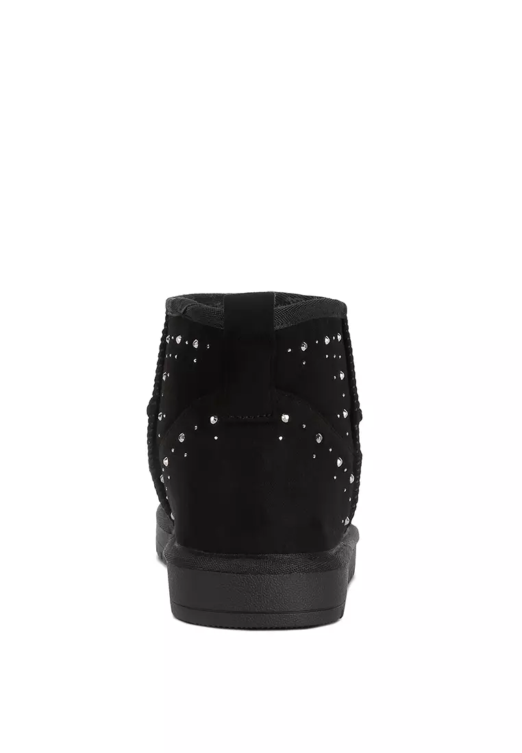 London Rag Black Rhinestone Embellished Boots