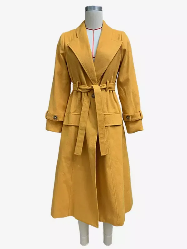 Long Trench Coat With Pockets Old Money Style Retro-inspired Turndown Collar Long Sleeves Spring Outerwear For Women 2025