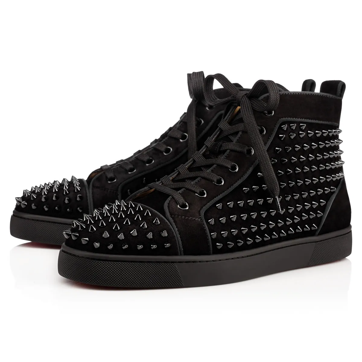 Louis  High-top sneakers - Veau velours and spikes - Black - Men