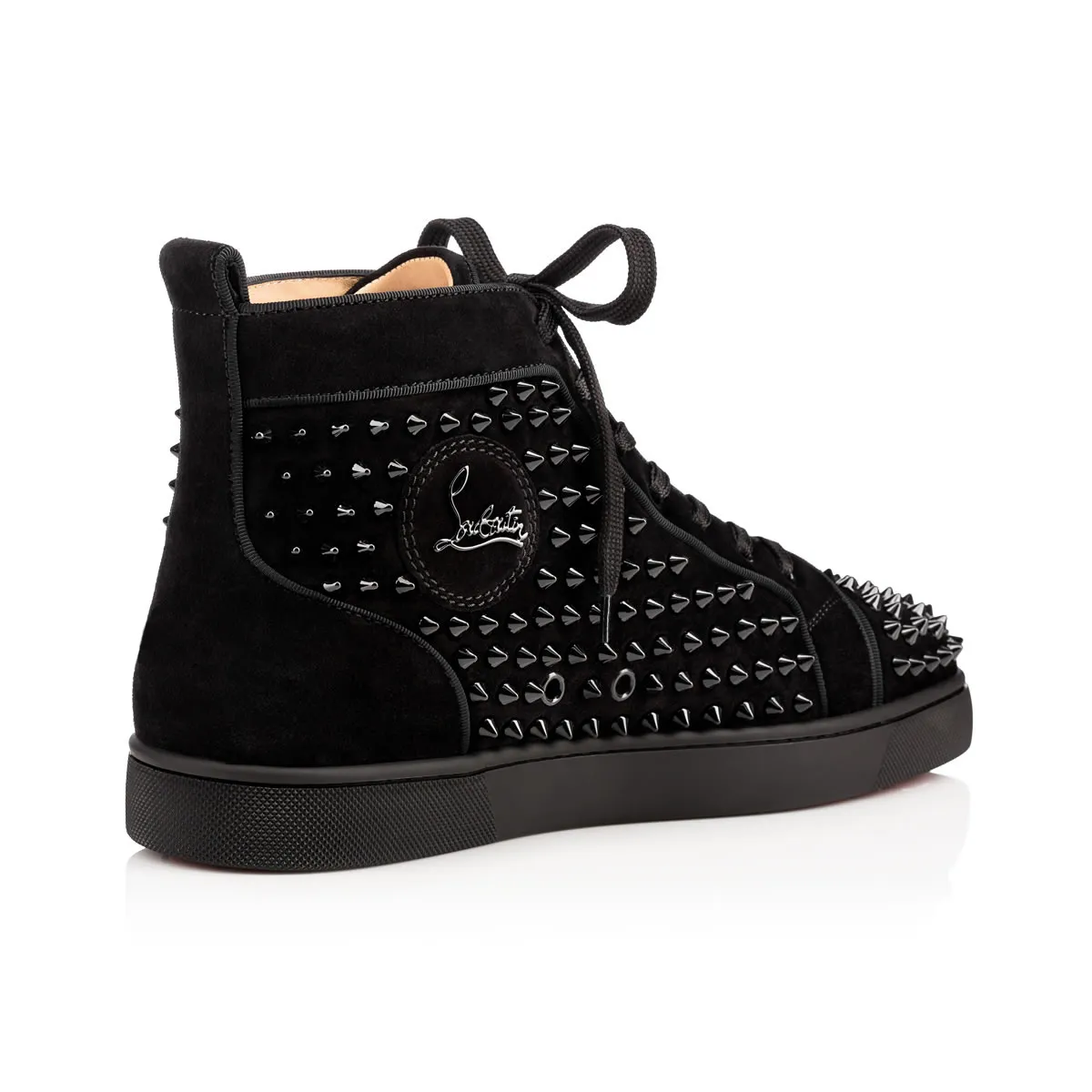 Louis  High-top sneakers - Veau velours and spikes - Black - Men