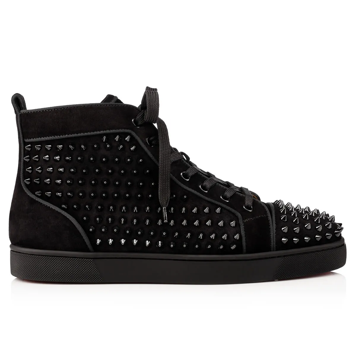 Louis  High-top sneakers - Veau velours and spikes - Black - Men