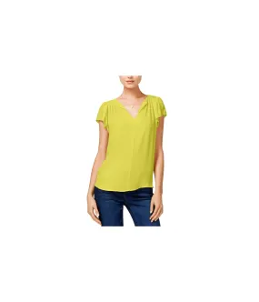 Maison Jules Womens Flutter-Sleeve Pullover Blouse, TW3