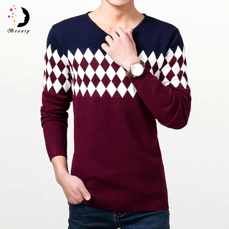 Men Sweater s Pullover Sweater Men Long Sleeves Sweaters Knitted V-Neck Slim Sweater Plus Size SM6