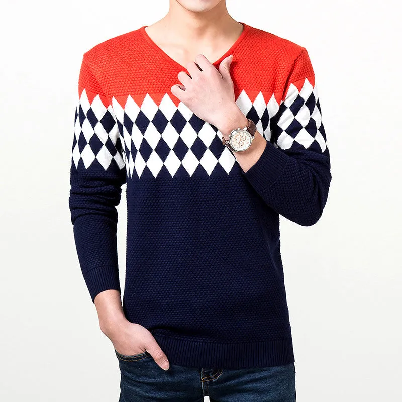 Men Sweater s Pullover Sweater Men Long Sleeves Sweaters Knitted V-Neck Slim Sweater Plus Size SM6