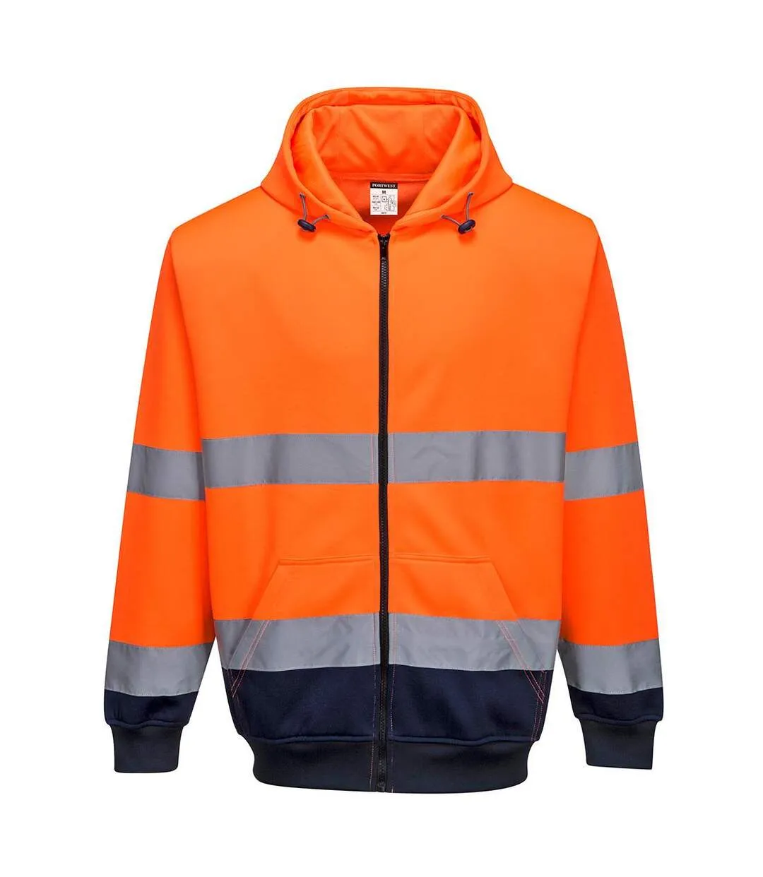 Mens contrast safety full zip hoodie orange/navy Portwest