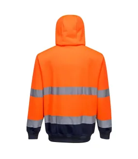 Mens contrast safety full zip hoodie orange/navy Portwest