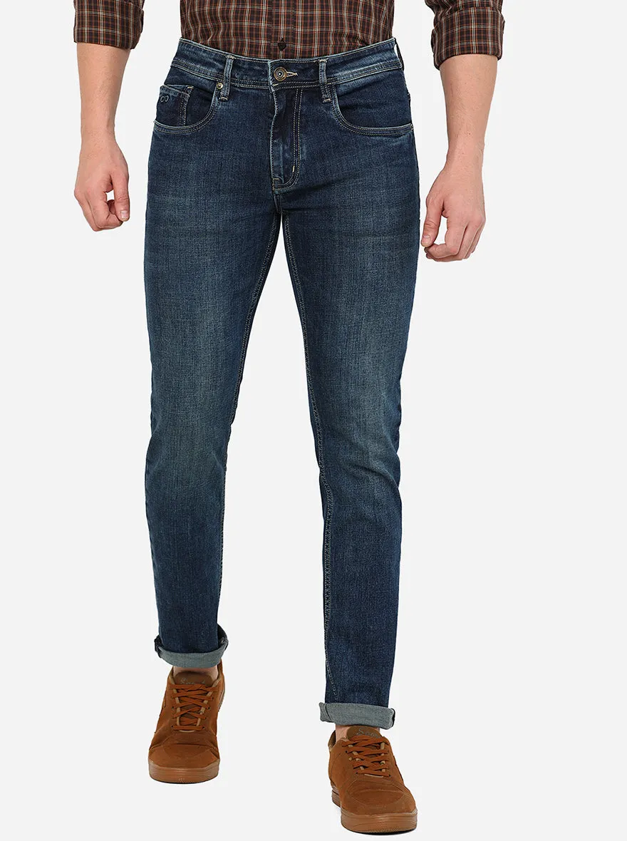 Mid Blue Washed Slim Fit Jeans | JadeBlue