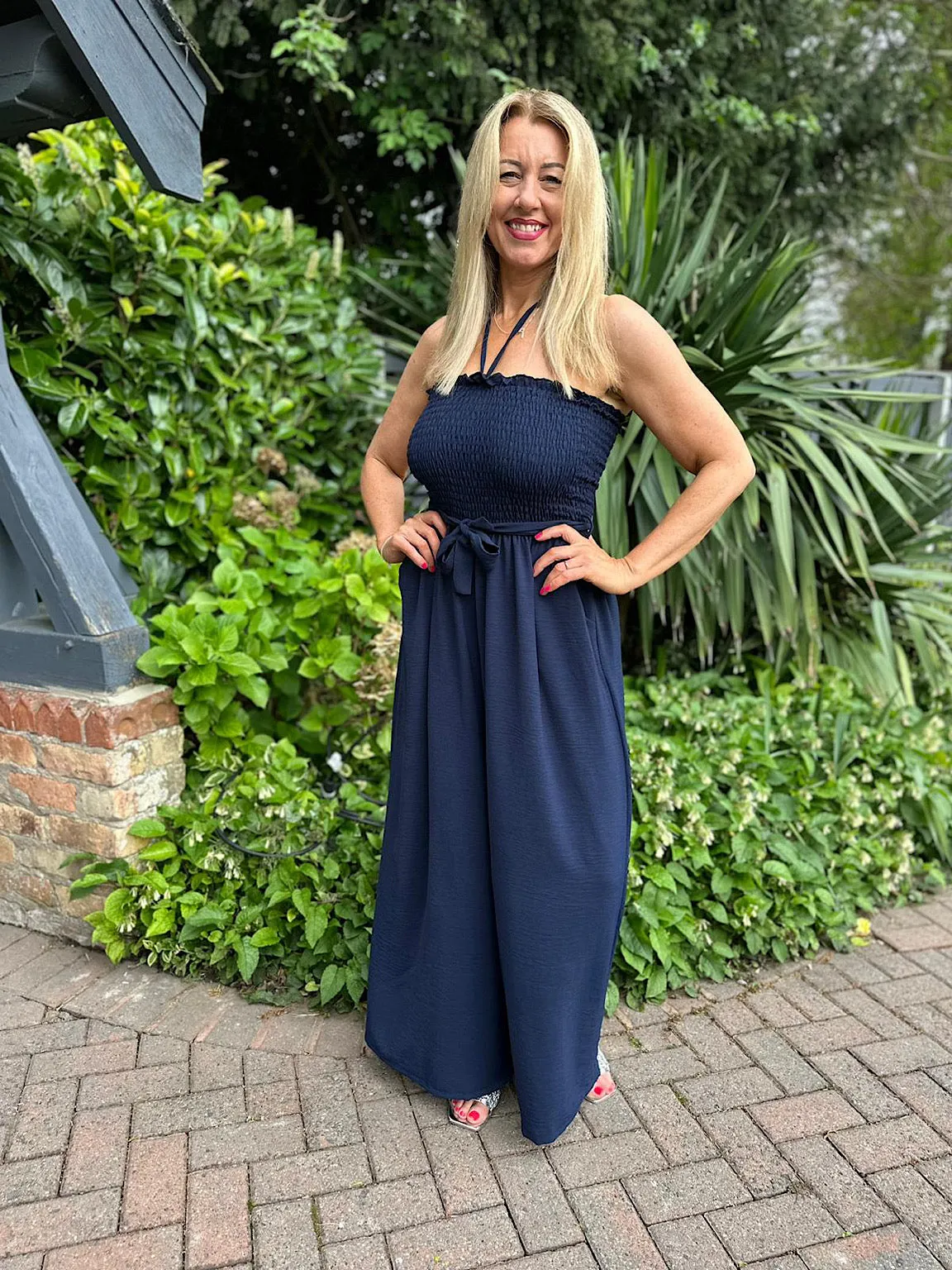 Navy Wide Leg Jumpsuit Melanie