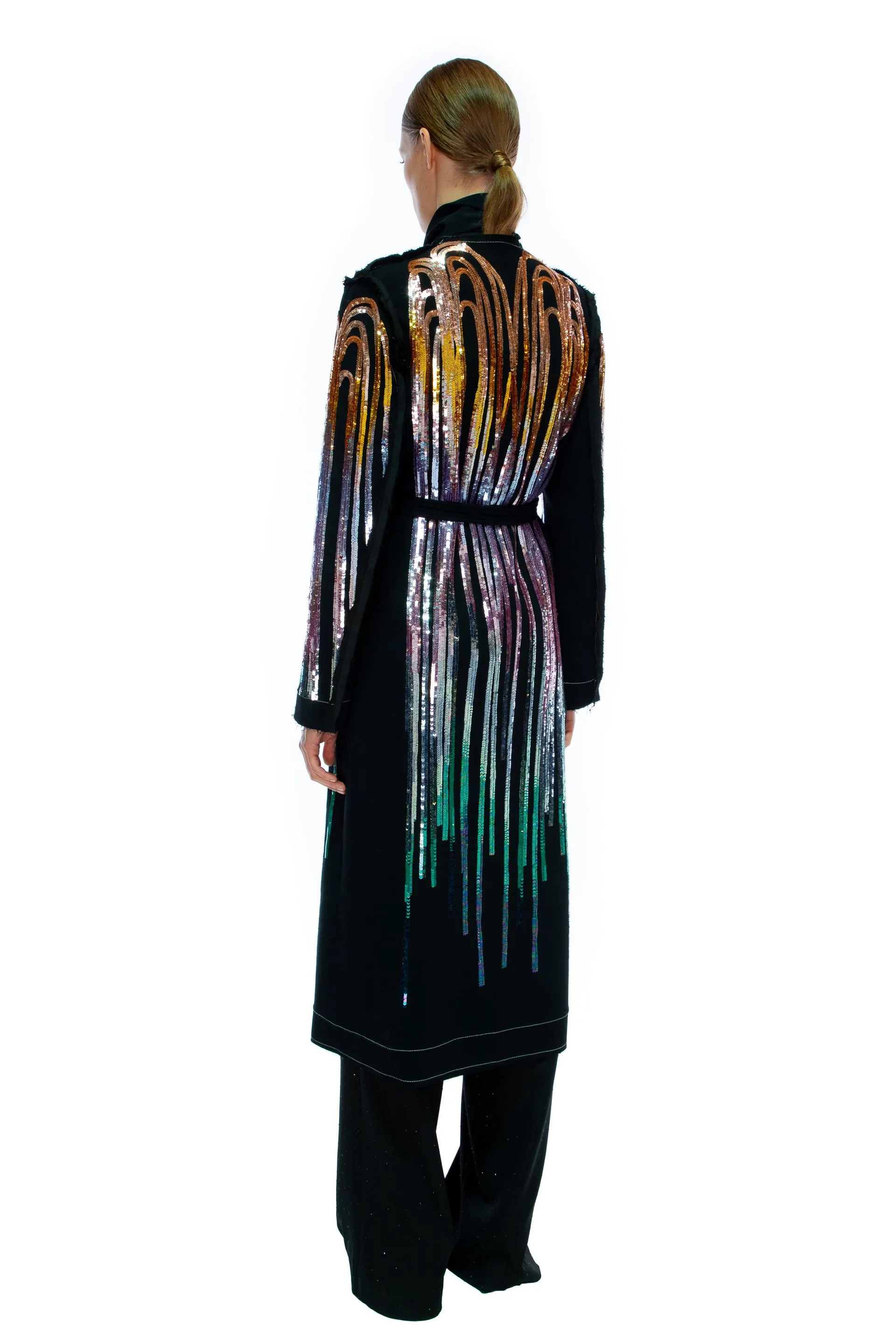 'NEPTUNES GARDEN' DECONSTRUCTED MIDI DOUBLE BREASTED COAT