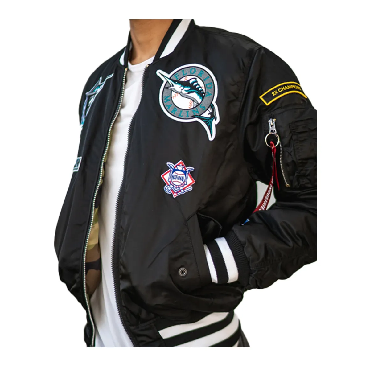 New Era Mens MLB Florida Marlins Alpha Industries MA-1 Bomber Jacket X29961BN00-13026033 Black