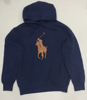 Nwt Polo Ralph Lauren Navy Big Pony Leather Patch Hoody