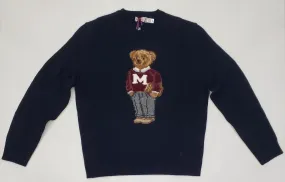 Nwt Polo Ralph Lauren Navy Blue Morehouse Bear Wool Sweater