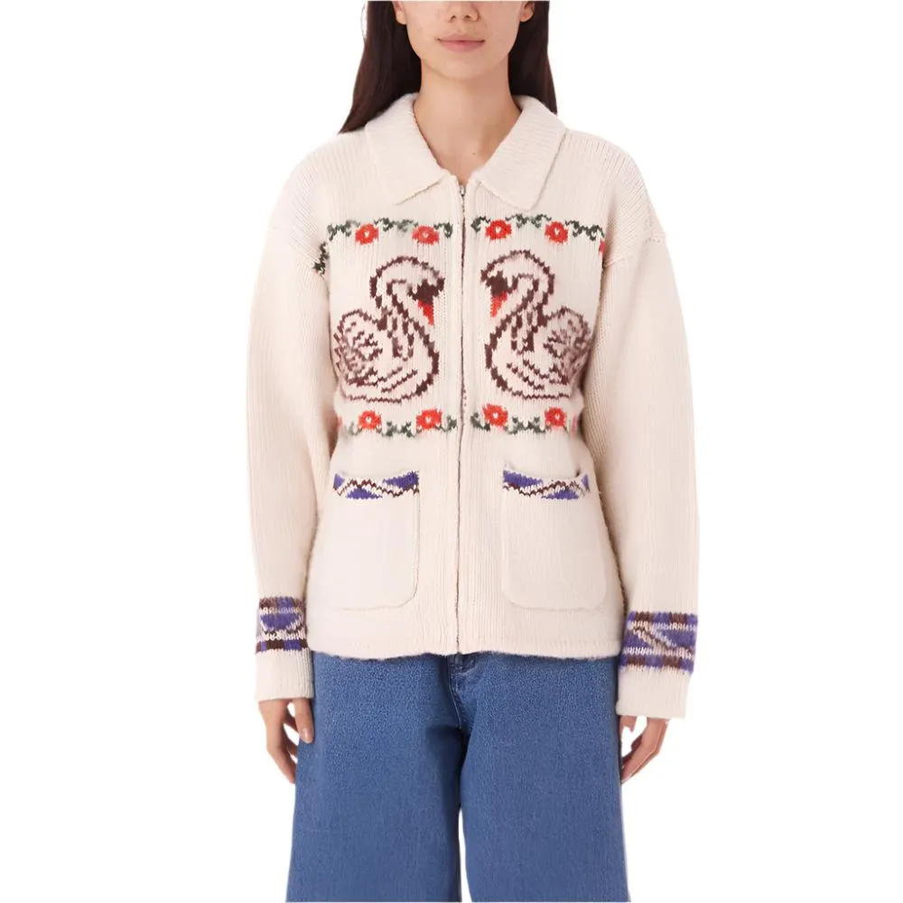 OBEY SWANS ZIP SWEATER // UNBLEACHED MULTI