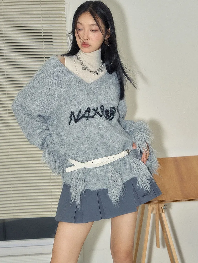 OverSize V-neck Logo Sweater