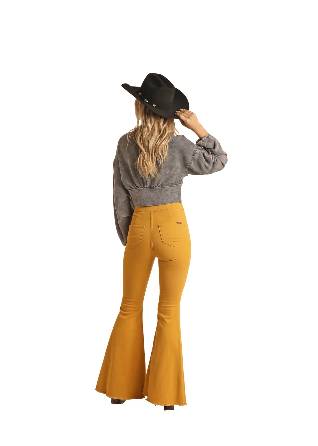 Panhandle Slim Womens Mustard Bell Bottom Jeans