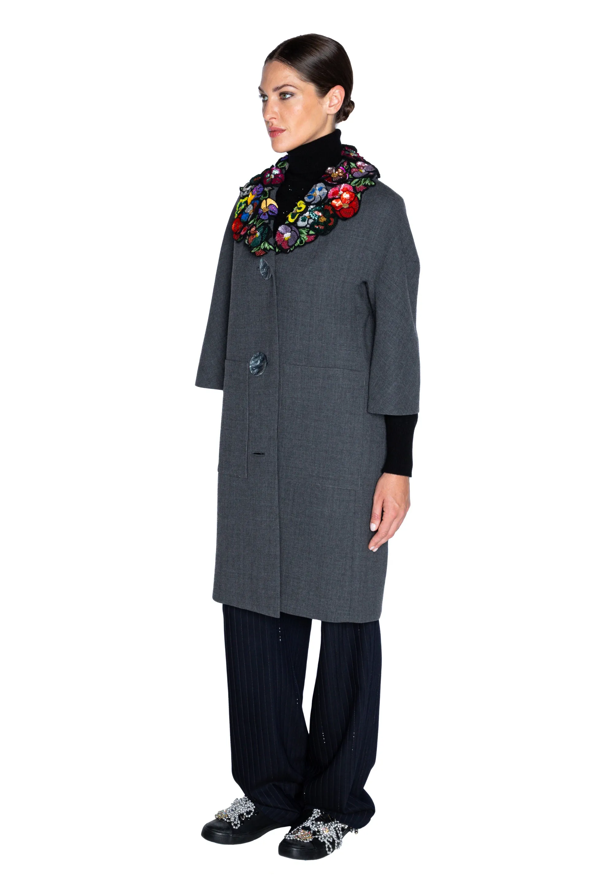 'PANSY GARDEN PATCH' PATCH POCKET COAT