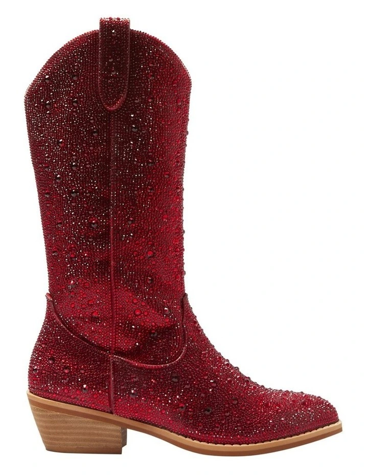 Parton Western Boots in Red Rhinestone