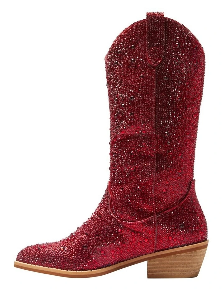 Parton Western Boots in Red Rhinestone