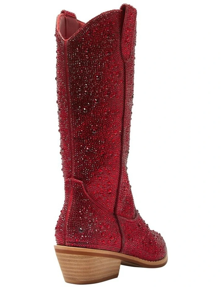 Parton Western Boots in Red Rhinestone