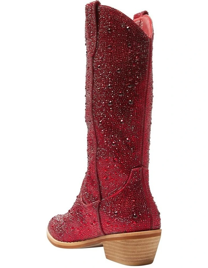 Parton Western Boots in Red Rhinestone