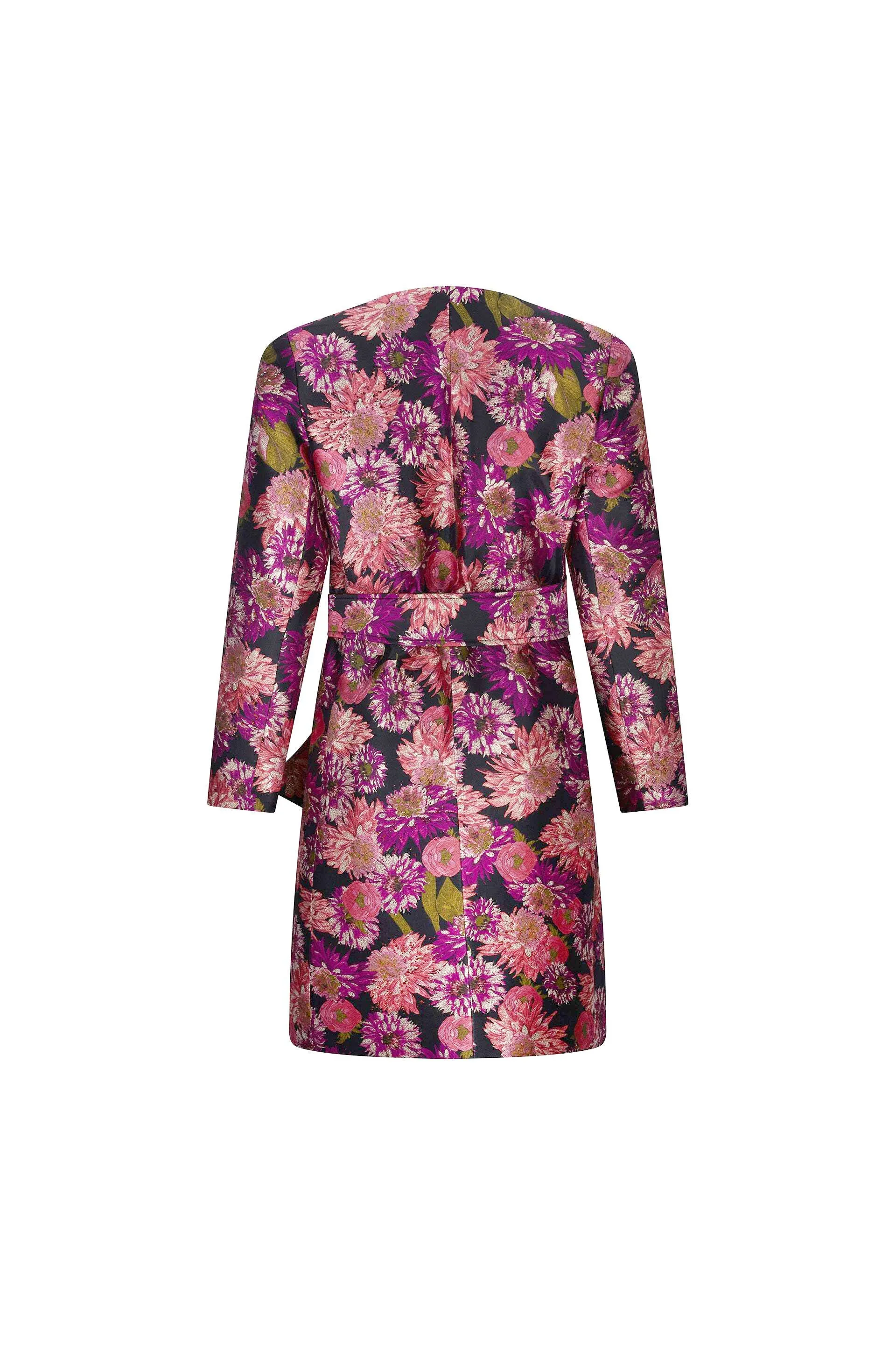 'PINK WISH JACQUARD' VIENNA COLLARLESS COAT