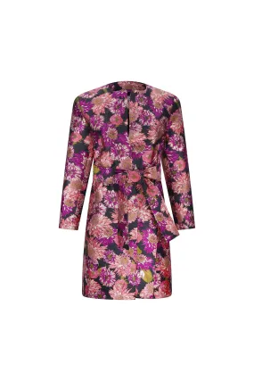 'PINK WISH JACQUARD' VIENNA COLLARLESS COAT