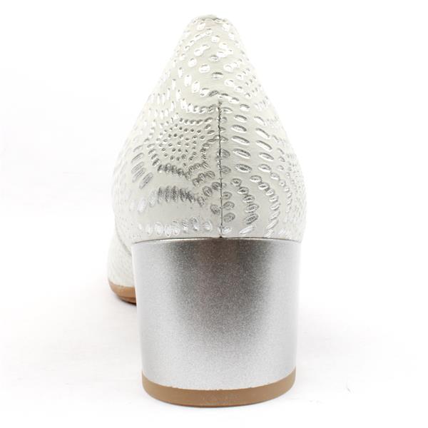 Pitillos Leather Block Heel Silver