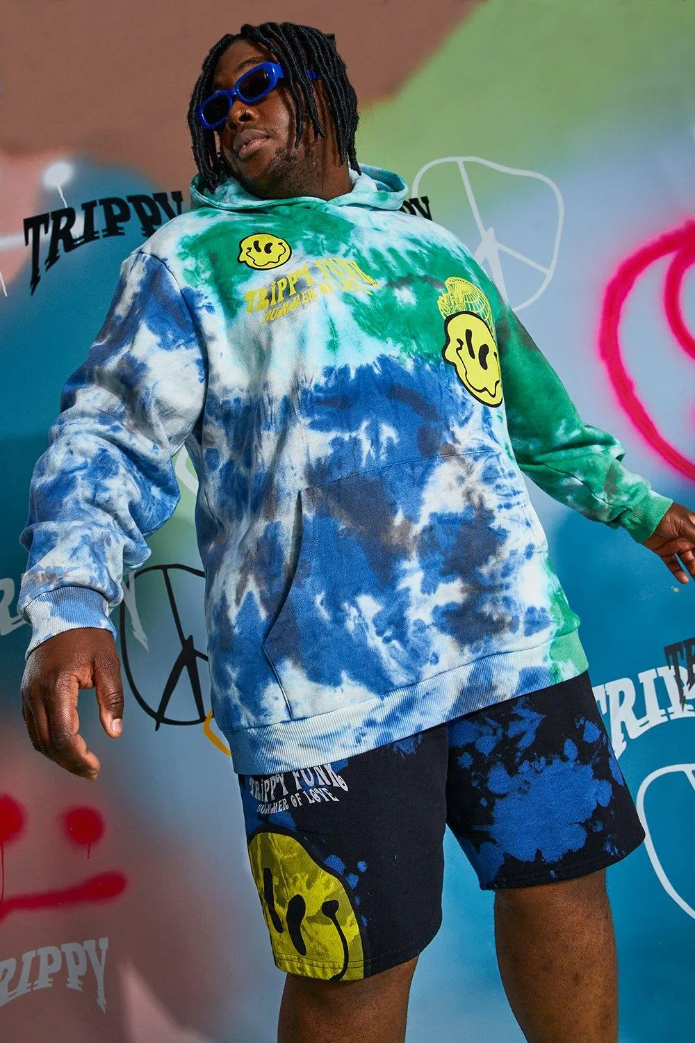 Plus Size Loose Fit Tour Tie Dye Hoodie