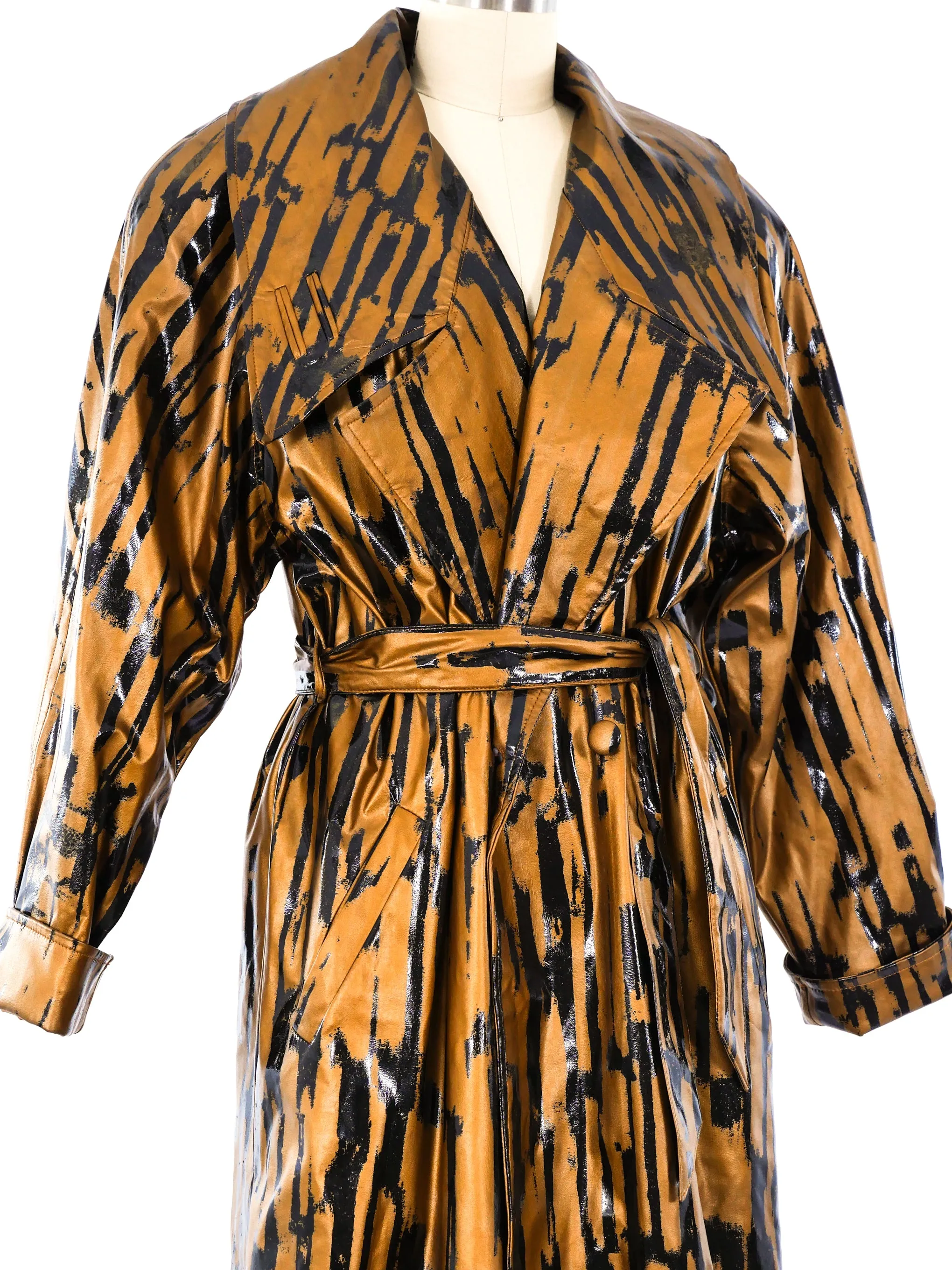 Printed Bronze Trench Coat