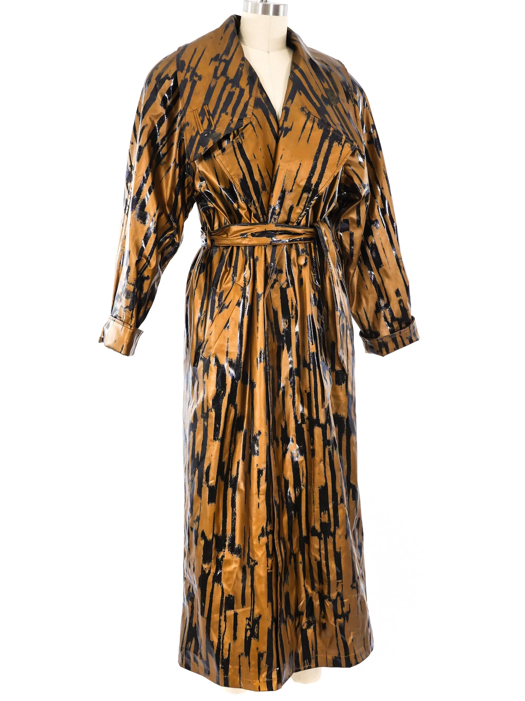 Printed Bronze Trench Coat