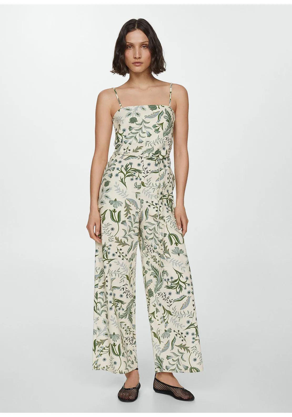 Printed jumpsuit with bow