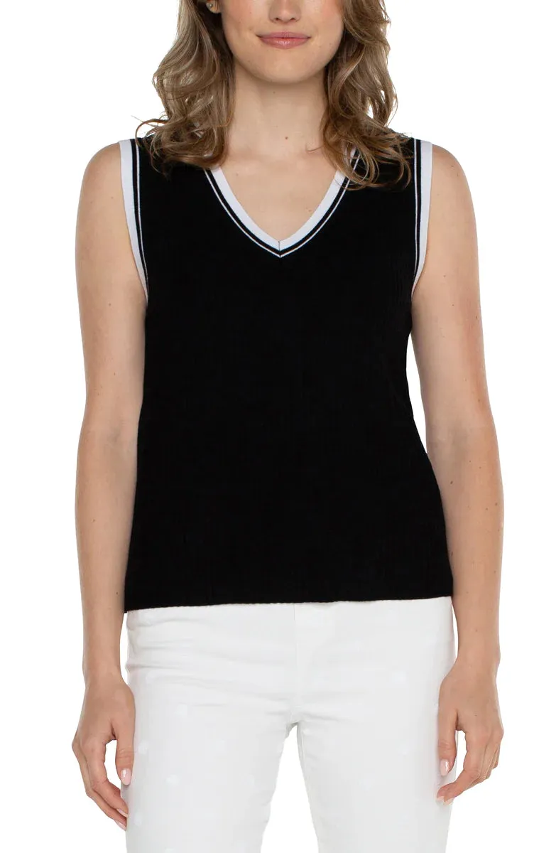 Rib Trim Sleeveless Sweater