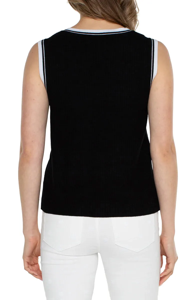 Rib Trim Sleeveless Sweater