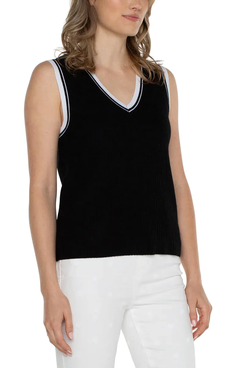 Rib Trim Sleeveless Sweater