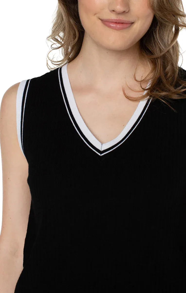 Rib Trim Sleeveless Sweater