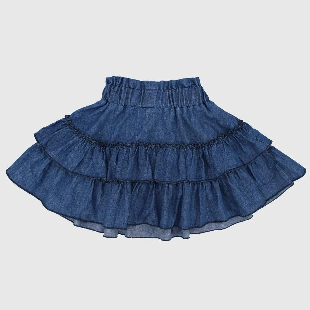 Ruffled Jean Skirt