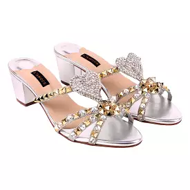 Shakira Block Heels - Coin Silver