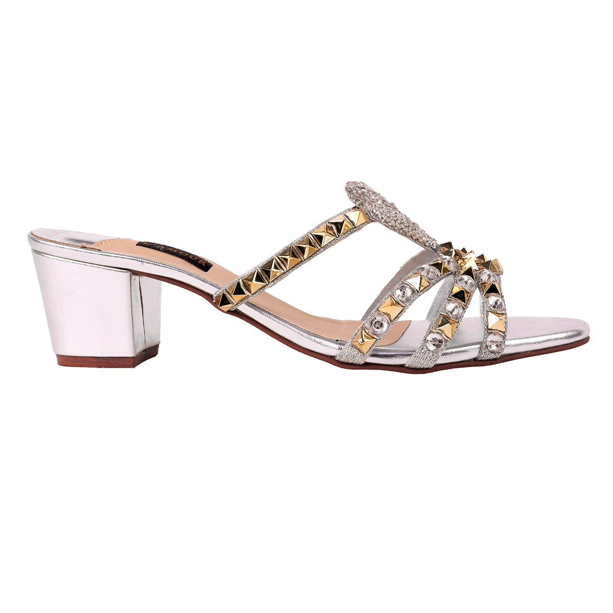 Shakira Block Heels - Coin Silver