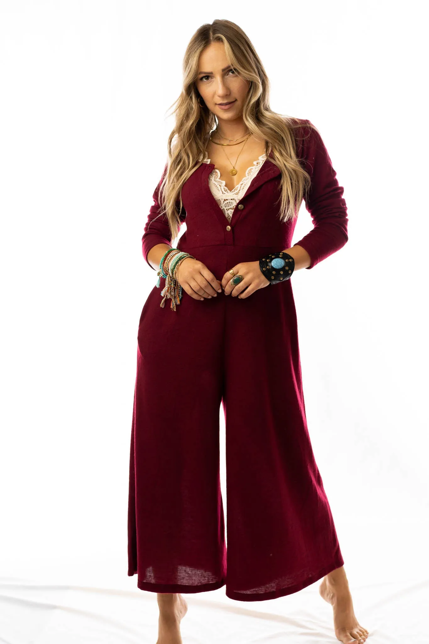 Simply Comfort Jumpsuit - Wine