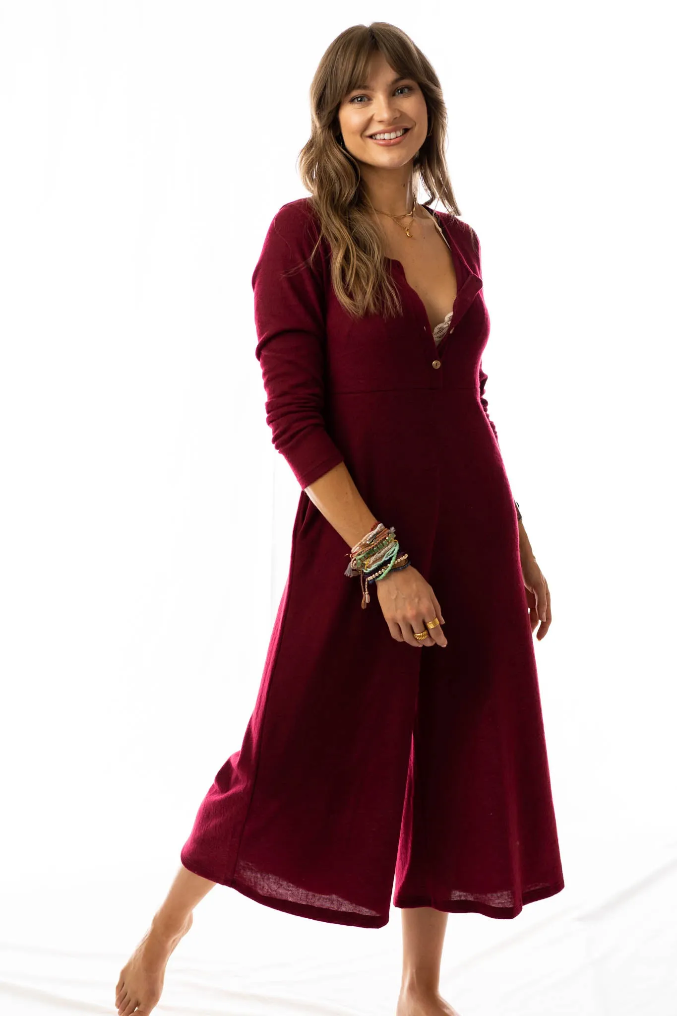 Simply Comfort Jumpsuit - Wine