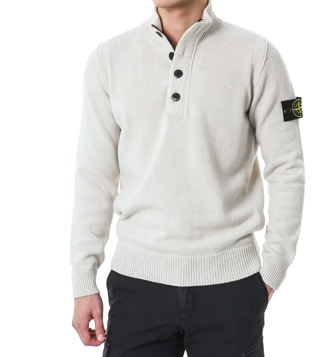 STONE ISLAND  |Wool Street Style Long Sleeves Plain Logo Sweaters