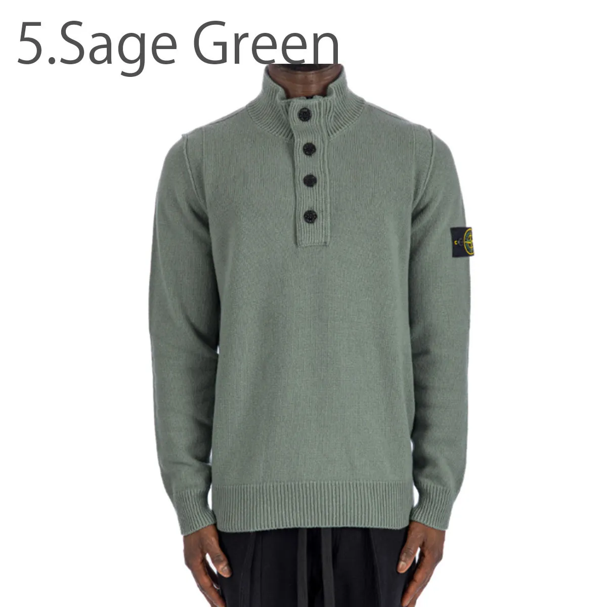 STONE ISLAND  |Wool Street Style Long Sleeves Plain Logo Sweaters