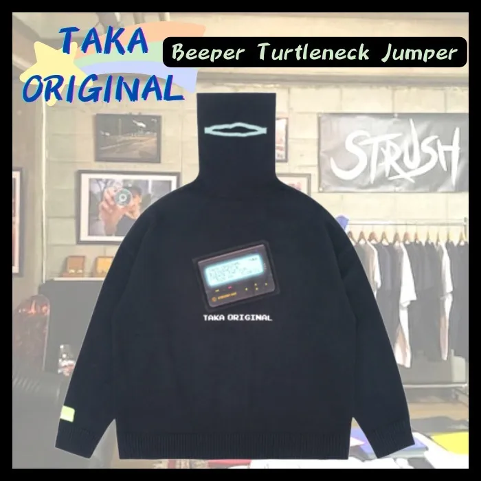 TAKA ORIGINAL  |Tartan Unisex Street Style Long Sleeves Plain Logo Sweaters