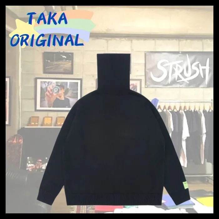 TAKA ORIGINAL  |Tartan Unisex Street Style Long Sleeves Plain Logo Sweaters