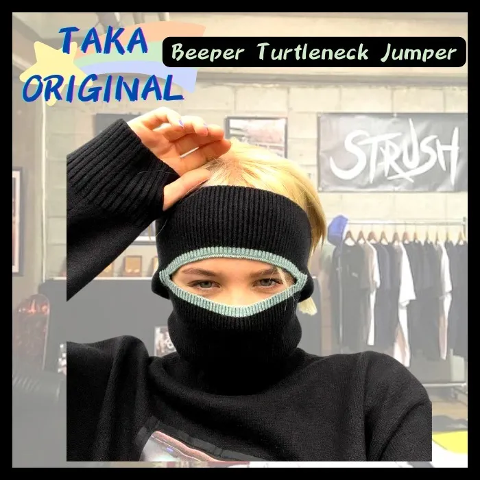 TAKA ORIGINAL  |Tartan Unisex Street Style Long Sleeves Plain Logo Sweaters